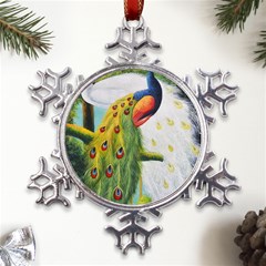 Peacock Art Metal Large Snowflake Ornament by Grandong