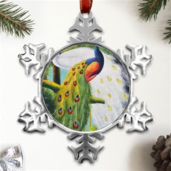 Peacock Art Metal Small Snowflake Ornament by Grandong