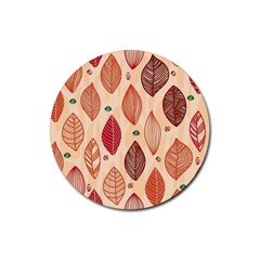 Forest Leaves Seamless Pattern With Natural Floral Rubber Round Coaster (4 Pack) by Grandong