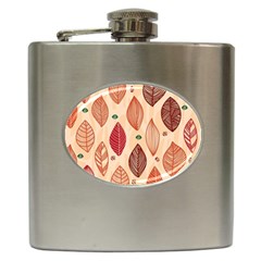 Forest Leaves Seamless Pattern With Natural Floral Hip Flask (6 Oz) by Grandong