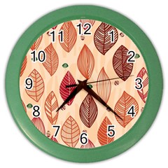 Forest Leaves Seamless Pattern With Natural Floral Color Wall Clock by Grandong