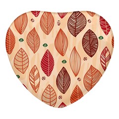 Forest Leaves Seamless Pattern With Natural Floral Heart Glass Fridge Magnet (4 Pack)