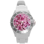 Rosa Antico Smudged Round Plastic Sport Watch (L) Front