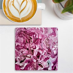 Rosa Antico Smudged Uv Print Square Tile Coaster  by kaleidomarblingart