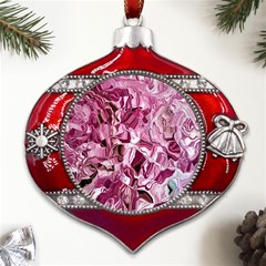 Rosa Antico Smudged Metal Snowflake And Bell Red Ornament by kaleidomarblingart