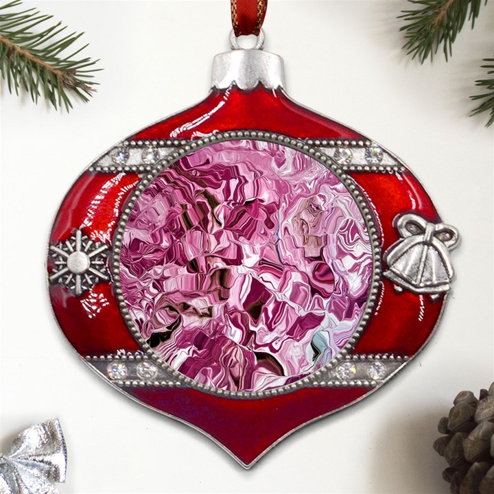 Rosa Antico Smudged Metal Snowflake And Bell Red Ornament