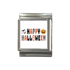 Happy Halloween Slot Text Orange Italian Charm (13mm) by Sarkoni