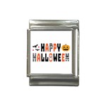 Happy Halloween Slot Text Orange Italian Charm (13mm) Front