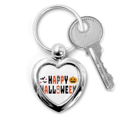 Happy Halloween Slot Text Orange Key Chain (heart) by Sarkoni