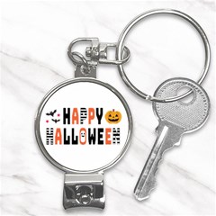 Happy Halloween Slot Text Orange Nail Clippers Key Chain by Sarkoni