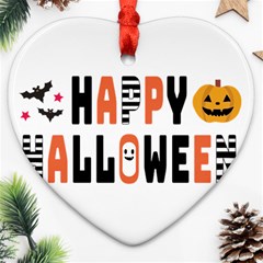 Happy Halloween Slot Text Orange Heart Ornament (two Sides) by Sarkoni