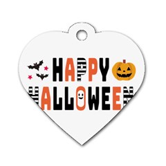 Happy Halloween Slot Text Orange Dog Tag Heart (two Sides) by Sarkoni