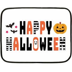 Happy Halloween Slot Text Orange Two Sides Fleece Blanket (mini) by Sarkoni