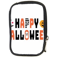 Happy Halloween Slot Text Orange Compact Camera Leather Case by Sarkoni