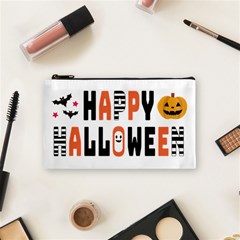 Happy Halloween Slot Text Orange Cosmetic Bag (small) by Sarkoni