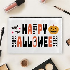 Happy Halloween Slot Text Orange Cosmetic Bag (large) by Sarkoni