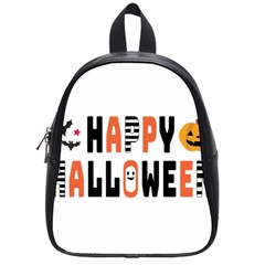 Happy Halloween Slot Text Orange School Bag (small) by Sarkoni