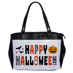 Happy Halloween Slot Text Orange Oversize Office Handbag by Sarkoni