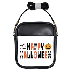 Happy Halloween Slot Text Orange Girls Sling Bag by Sarkoni