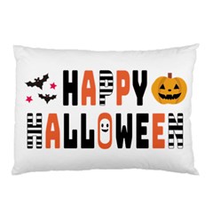 Happy Halloween Slot Text Orange Pillow Case (two Sides) by Sarkoni