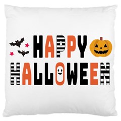 Happy Halloween Slot Text Orange Large Cushion Case (two Sides) by Sarkoni