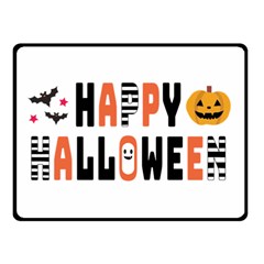 Happy Halloween Slot Text Orange Two Sides Fleece Blanket (small) by Sarkoni