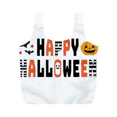 Happy Halloween Slot Text Orange Full Print Recycle Bag (m) by Sarkoni