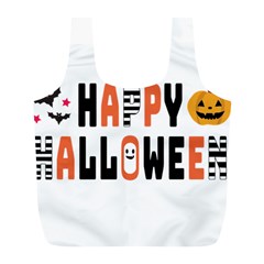 Happy Halloween Slot Text Orange Full Print Recycle Bag (l) by Sarkoni