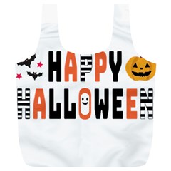 Happy Halloween Slot Text Orange Full Print Recycle Bag (xl) by Sarkoni