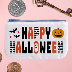 Happy Halloween Slot Text Orange Large Coin Purse by Sarkoni