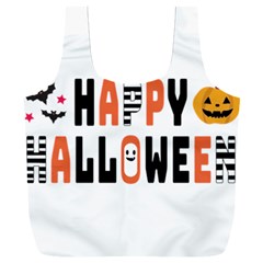 Happy Halloween Slot Text Orange Full Print Recycle Bag (xxxl) by Sarkoni