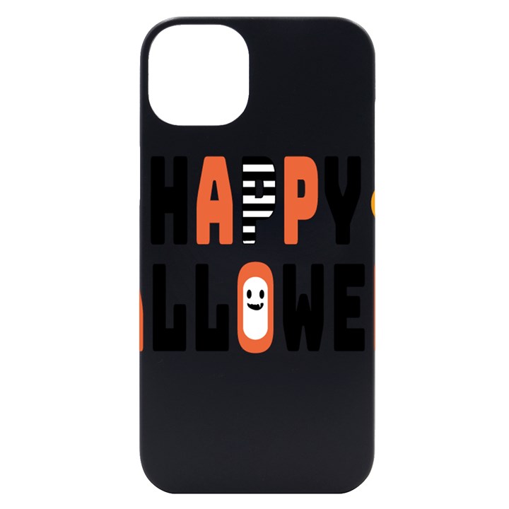 Happy Halloween Slot Text Orange iPhone 14 Plus Black UV Print Case