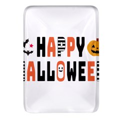 Happy Halloween Slot Text Orange Rectangular Glass Fridge Magnet (4 Pack) by Sarkoni