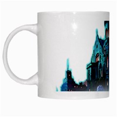 Blue Castle Halloween Horror Haunted House White Mug by Sarkoni