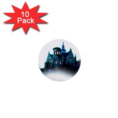 Blue Castle Halloween Horror Haunted House 1  Mini Buttons (10 Pack)  by Sarkoni