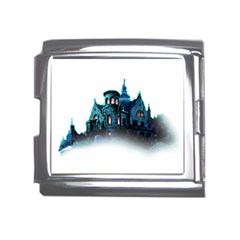 Blue Castle Halloween Horror Haunted House Mega Link Italian Charm (18mm) by Sarkoni