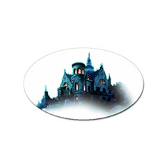 Blue Castle Halloween Horror Haunted House Sticker (oval) by Sarkoni