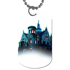 Blue Castle Halloween Horror Haunted House Dog Tag (one Side) by Sarkoni