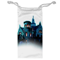 Blue Castle Halloween Horror Haunted House Jewelry Bag by Sarkoni