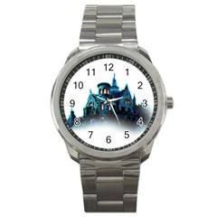 Blue Castle Halloween Horror Haunted House Sport Metal Watch by Sarkoni