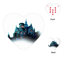 Blue Castle Halloween Horror Haunted House Playing Cards Single Design (heart)