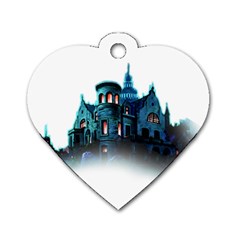 Blue Castle Halloween Horror Haunted House Dog Tag Heart (two Sides) by Sarkoni