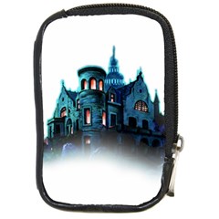 Blue Castle Halloween Horror Haunted House Compact Camera Leather Case by Sarkoni