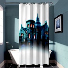 Blue Castle Halloween Horror Haunted House Shower Curtain 36  X 72  (stall)  by Sarkoni