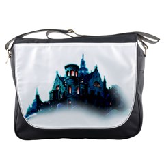 Blue Castle Halloween Horror Haunted House Messenger Bag