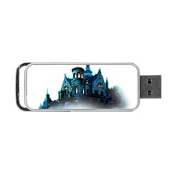 Blue Castle Halloween Horror Haunted House Portable Usb Flash (one Side) by Sarkoni