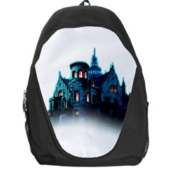 Blue Castle Halloween Horror Haunted House Backpack Bag by Sarkoni