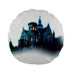 Blue Castle Halloween Horror Haunted House Standard 15  Premium Round Cushions by Sarkoni