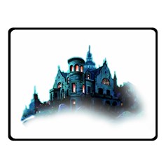 Blue Castle Halloween Horror Haunted House Two Sides Fleece Blanket (small) by Sarkoni