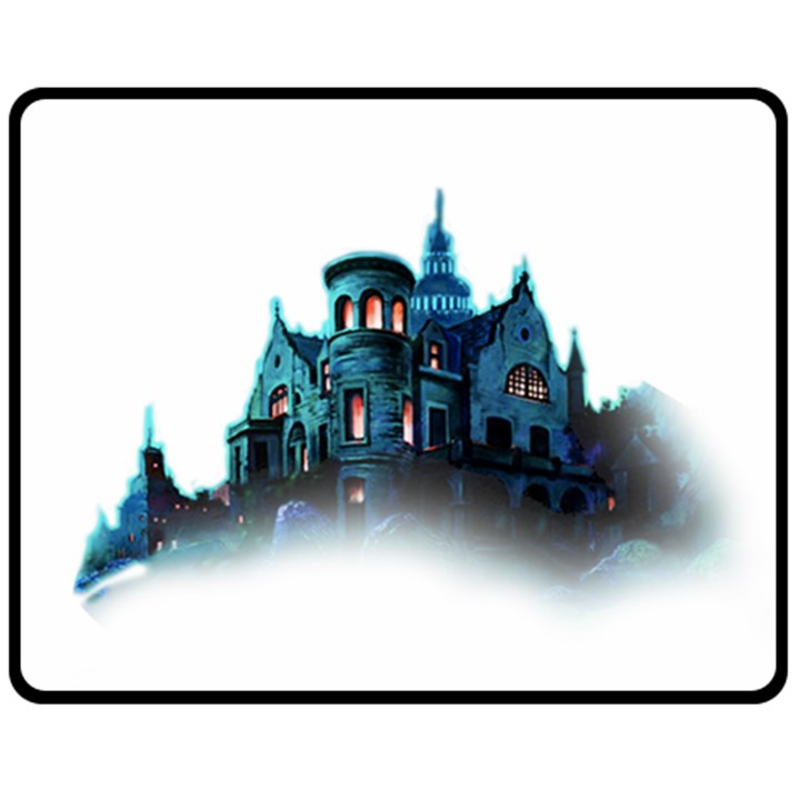 Blue Castle Halloween Horror Haunted House Two Sides Fleece Blanket (Medium)